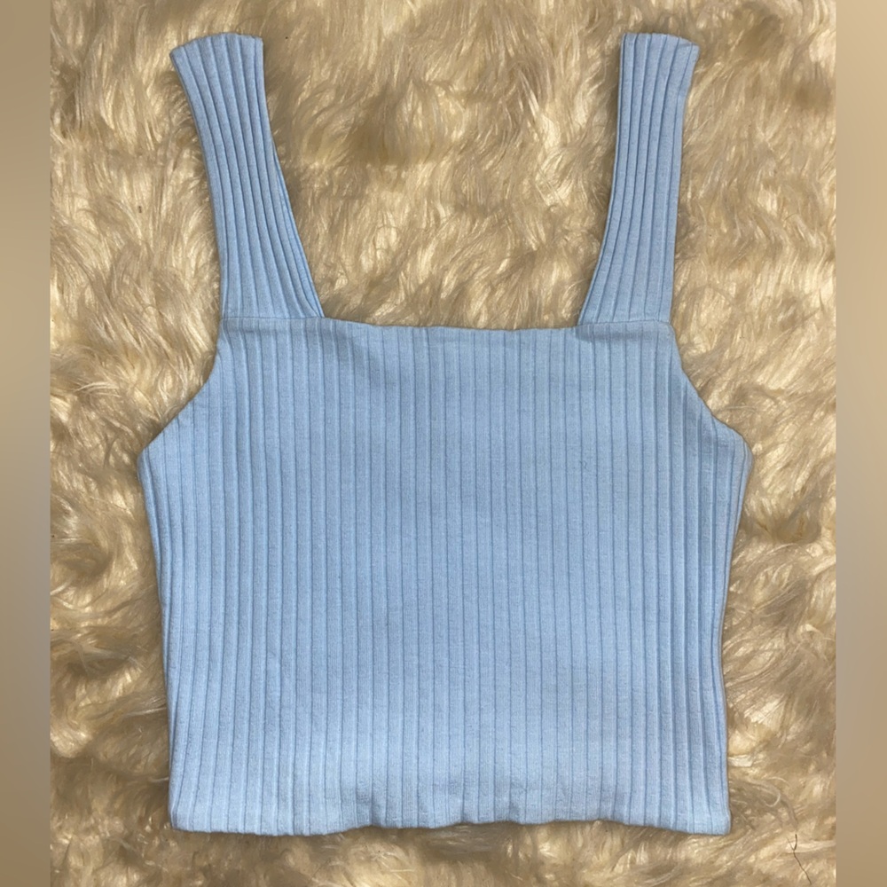 Baby Blue American Eagle Ripped Tank Top Size Medium